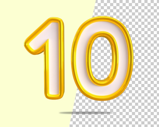 Nummer 10 3D-Gold zehn Text