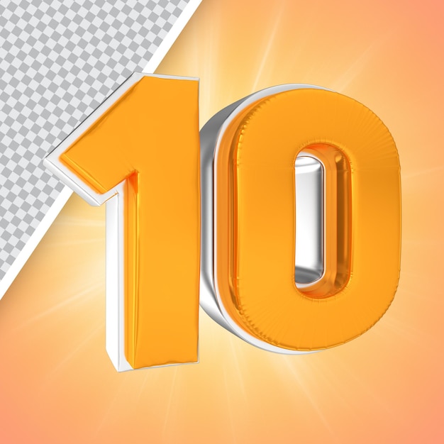 Nummer 10 gold 3d-rendering-banner