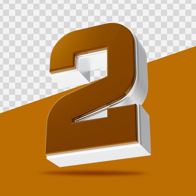 Nummer 2 3D-Rendering isoliert