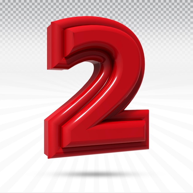 Nummer 2 3D-Rendersammlung mit der Farbe Rot links