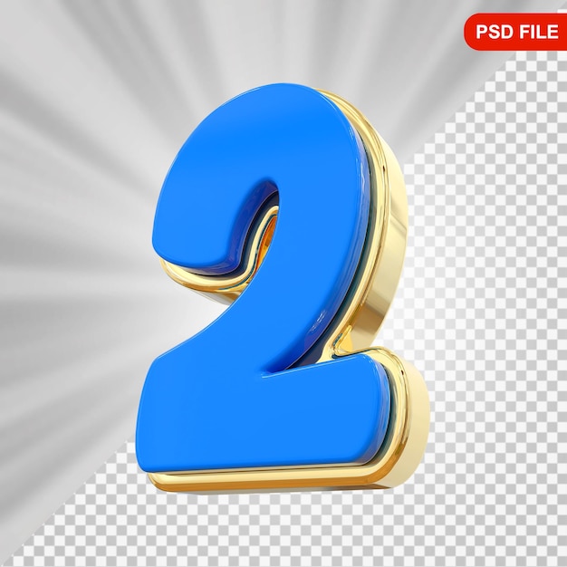 Nummer 2 Blau mit Gold