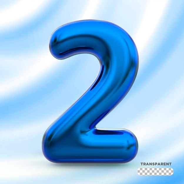 PSD nummer 2 blaue luftballons 3d render