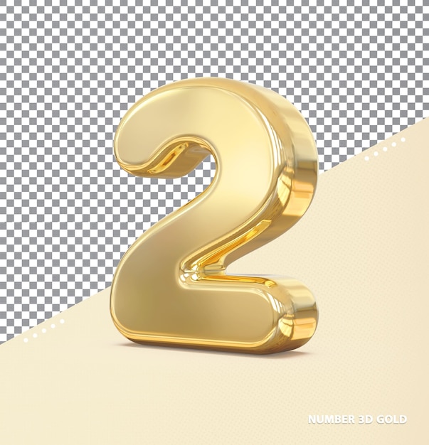 Nummer 2 Gold 3D-Luxus