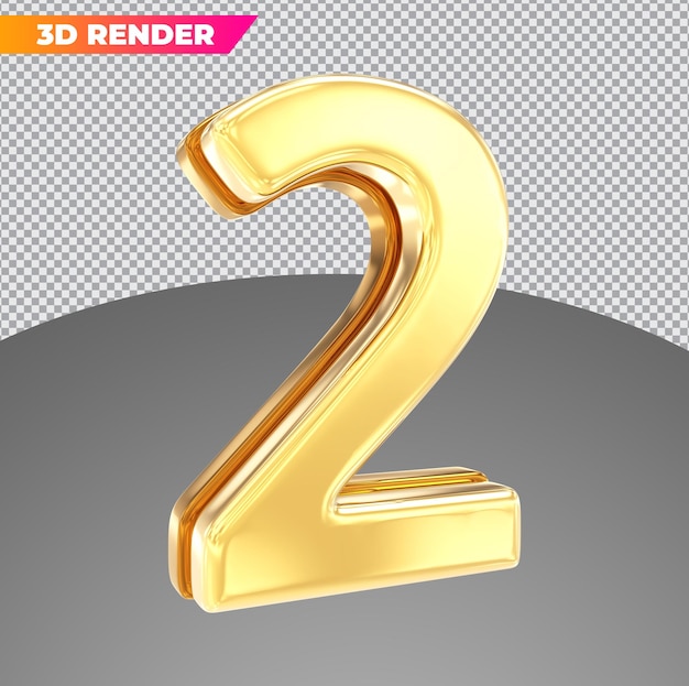 Nummer 2 gold 3d-stile