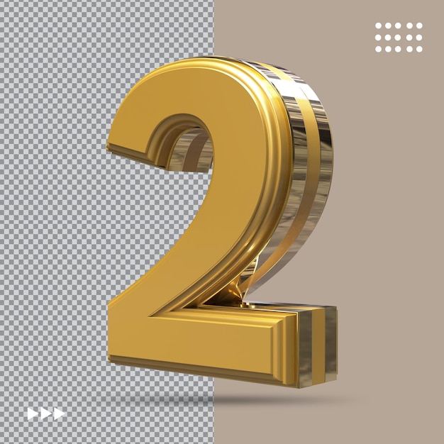 Nummer 2 gold 3d