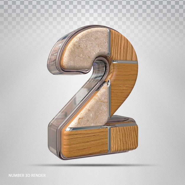 Nummer 2 Konzept Stil Holz 3d render