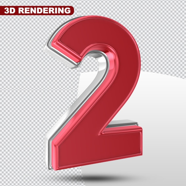 Nummer 2 Rot 3D Render