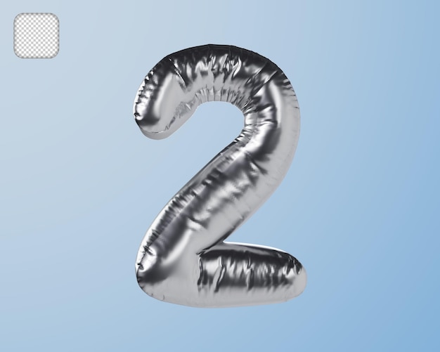 Nummer 2 Silber 3D-Illustration