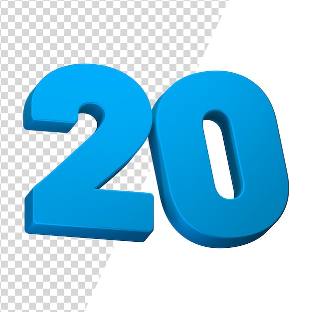 Nummer 20 3d isoliert gerendert