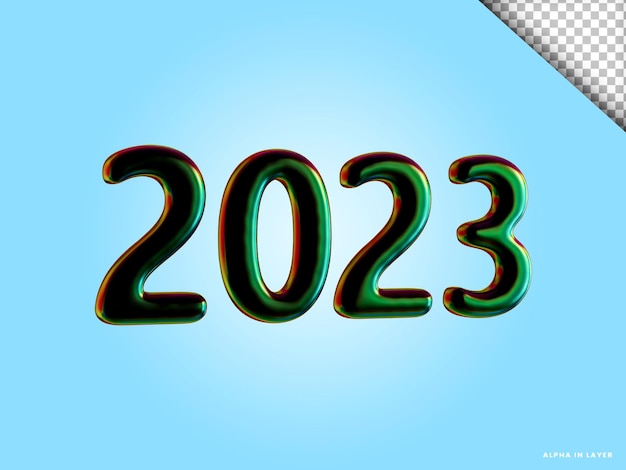 PSD nummer 2023 neujahr 3d render