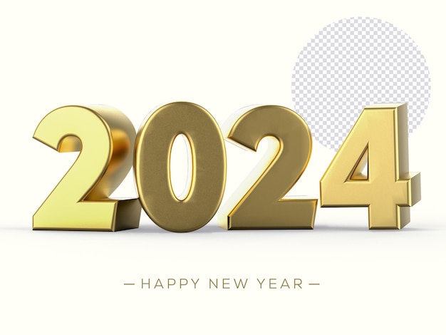 Nummer 2024 3D-Gold-Rendering