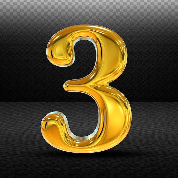Nummer 3 Gold 3D Render
