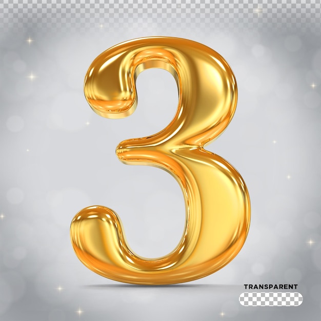 Nummer 3 Gold 3D-Renderstile