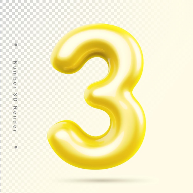 Nummer 3 goldener Luxus 3d
