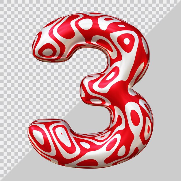Nummer 3 mit modernem 3D-Stil