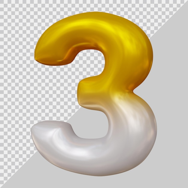 Nummer 3 mit modernem 3D-Stil
