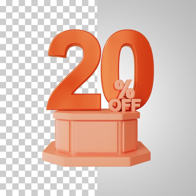 Nummer 3d 20 Prozent auf dem Podium 3D-Rendering