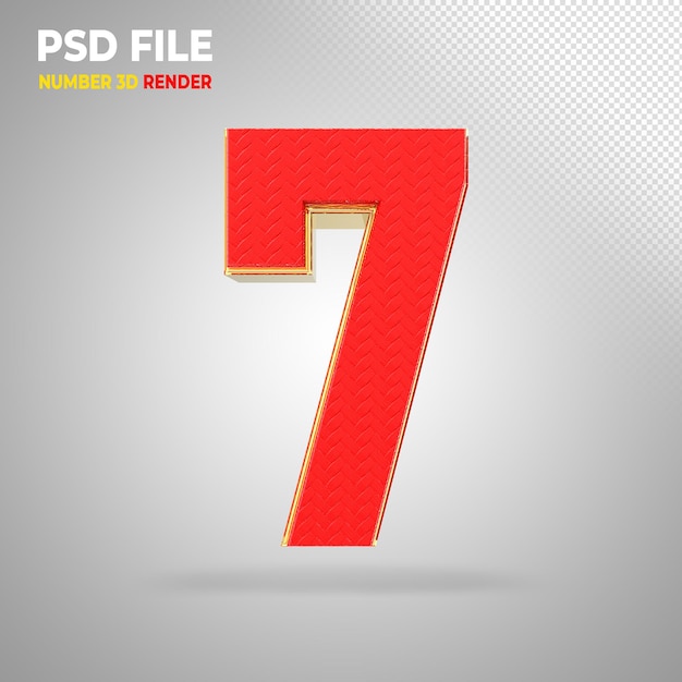 Nummer 3D Rot mit goldenen Stilen