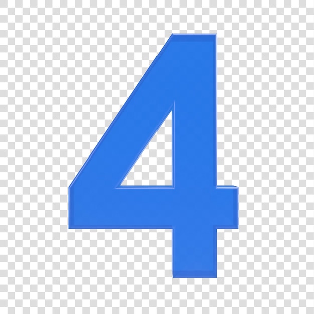Nummer 4 3D mit durchsichtigem Hintergrund
