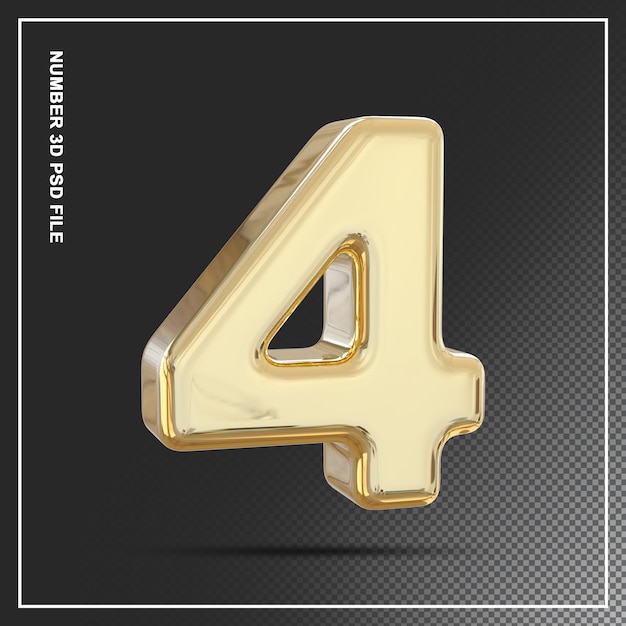 Nummer 4 gold 3d-element