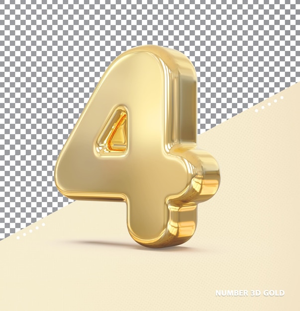 Nummer 4 Gold 3D-Luxus