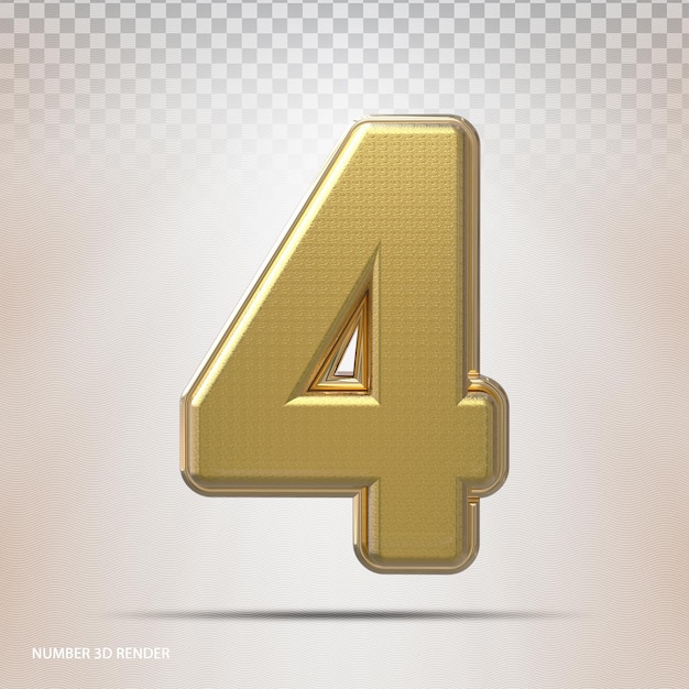 Nummer 4 Gold 3D-Rendering-Stil