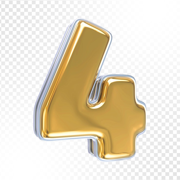 Nummer 4 gold 3D-Rendering