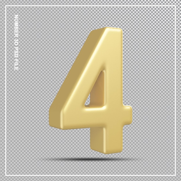 Nummer 4 Gold 3D