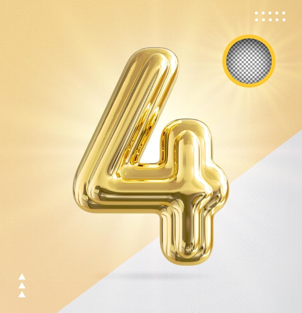 Nummer 4 Gold Luxus 3D