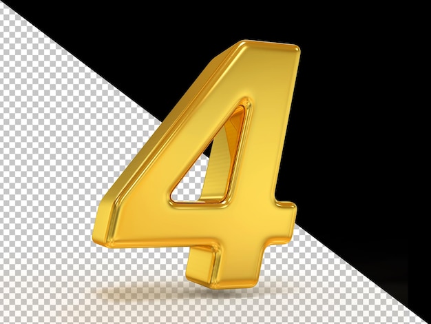 Nummer 4 Golden Style 3D-Rendering