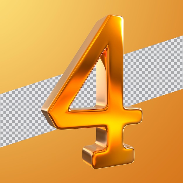 Nummer 4 Golden Style 3D-Rendering