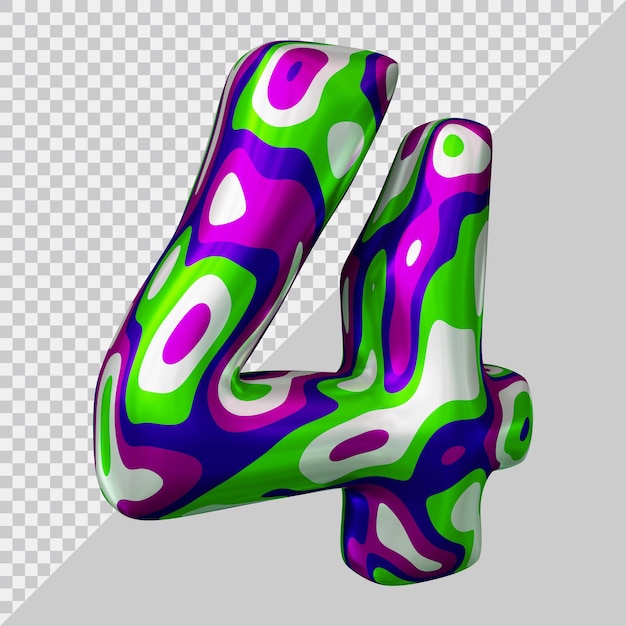 Nummer 4 mit modernem 3D-Stil