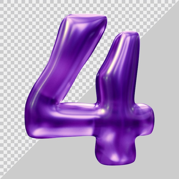 Nummer 4 mit modernem 3D-Stil