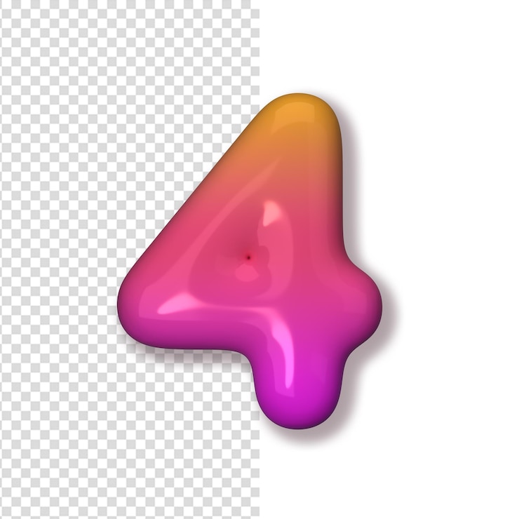 PSD nummer 4 rosa und orange farbe nummer in form von luftballons