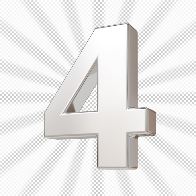 Nummer 4 weiß 3d