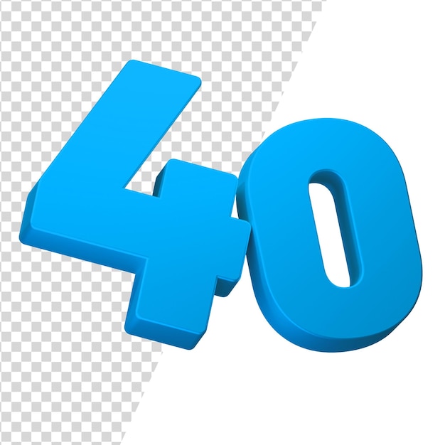 Nummer 40 3d isoliert gerendert