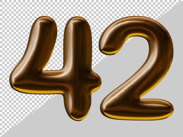 Nummer 42 Design mit Ballonstil in 3D-Rendering