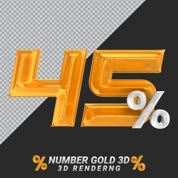 Nummer 45 gold 3d-rendering