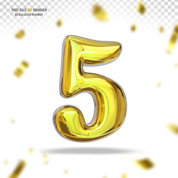 Nummer 5 goldballon 3d render