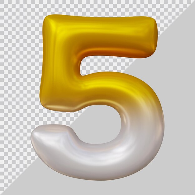 Nummer 5 mit modernem 3D-Stil