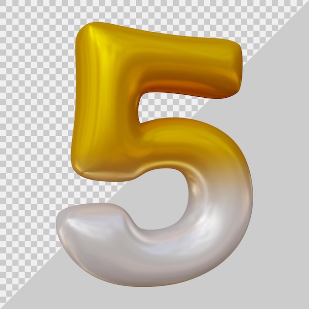 Nummer 5 mit modernem 3D-Stil