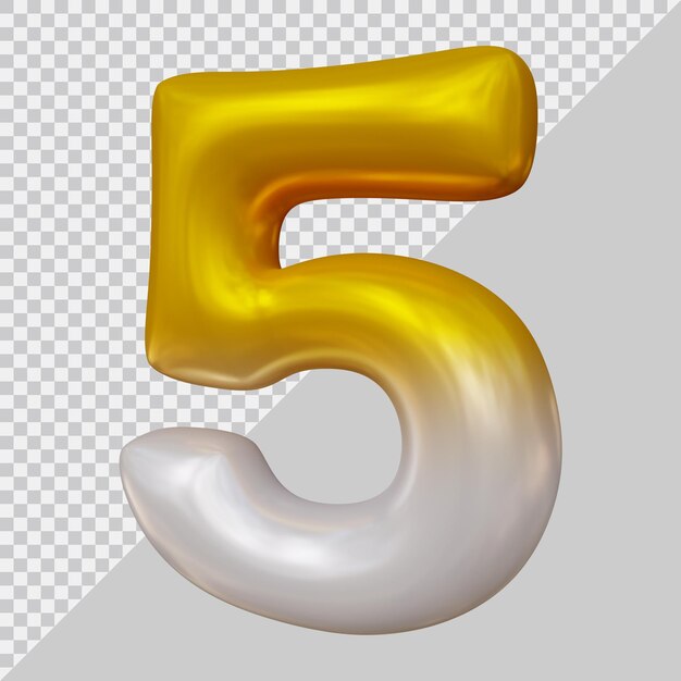 Nummer 5 mit modernem 3D-Stil