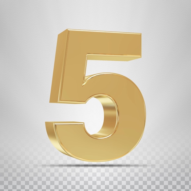 Nummer 5 mit style gold 3d-rendering