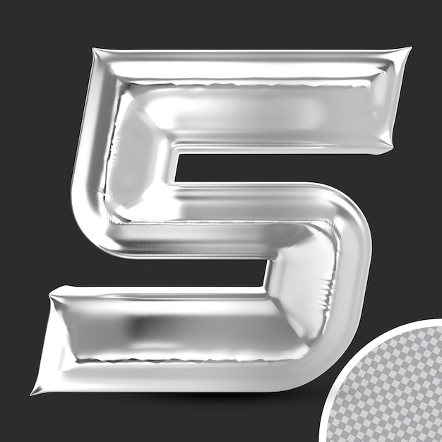 Nummer 5 silber 3d-rendering