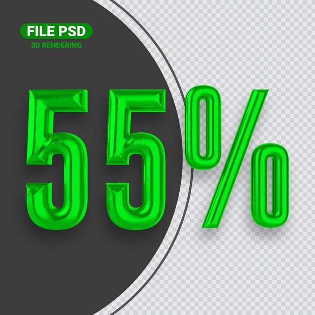 Nummer 55 Grünes 3D-Rendering-Banner