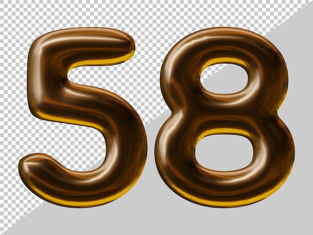 Nummer 58 design mit ballonstil in 3d-rendering