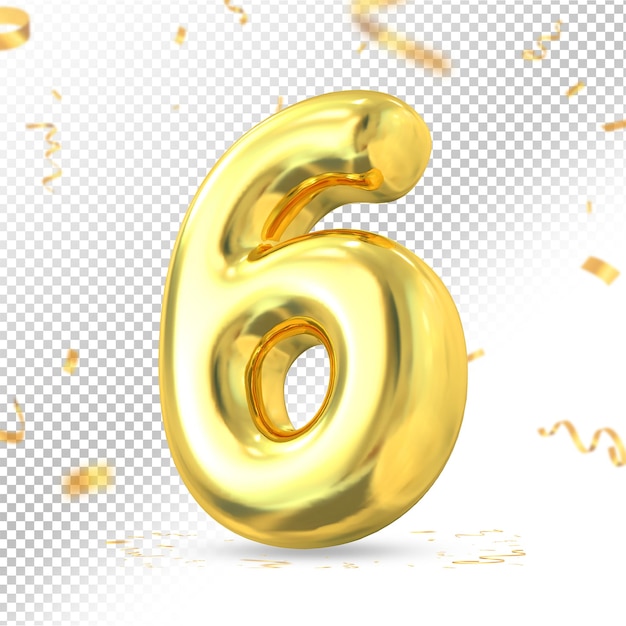 Nummer 6 Ballons 3D-Rendering