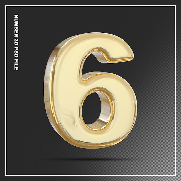 Nummer 6 Gold 3D-Element
