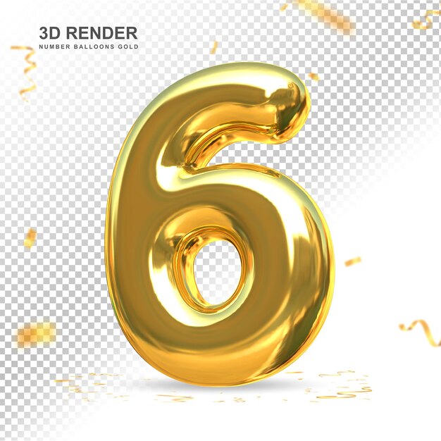 Nummer 6 Gold Luxus 3D