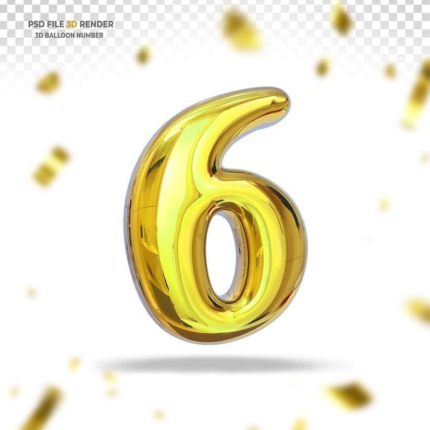 Nummer 6 goldballon 3d render